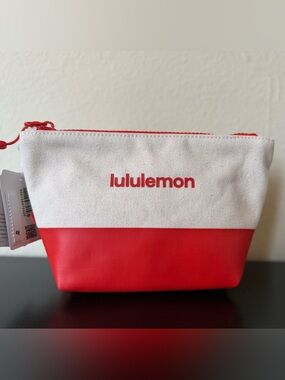 lululemon athletica Red and White Cosmetic Pouch small